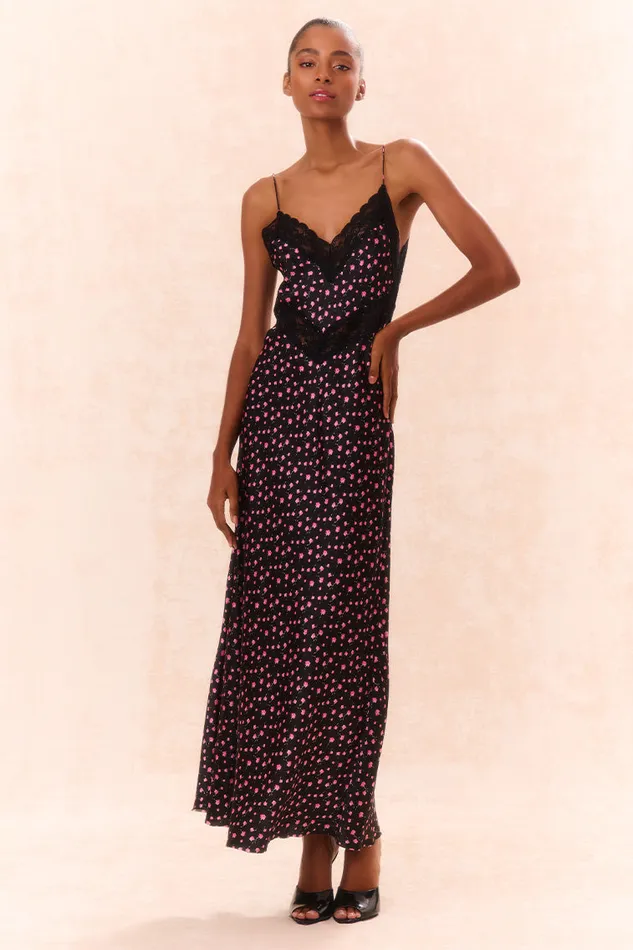 Women LoveShackFancy Dresses Serita Silk Floral Maxi Dress Pink Noir