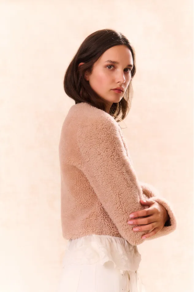 Women LoveShackFancy Jackets and Coats Lully Faux Shearling Jacket Honey