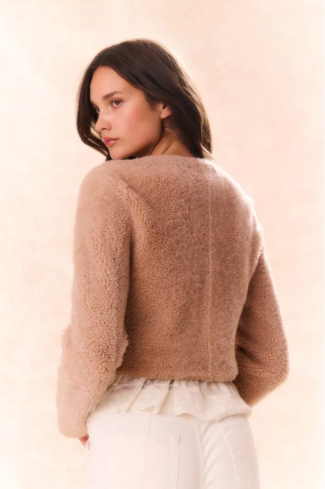 Women LoveShackFancy Jackets and Coats Lully Faux Shearling Jacket Honey