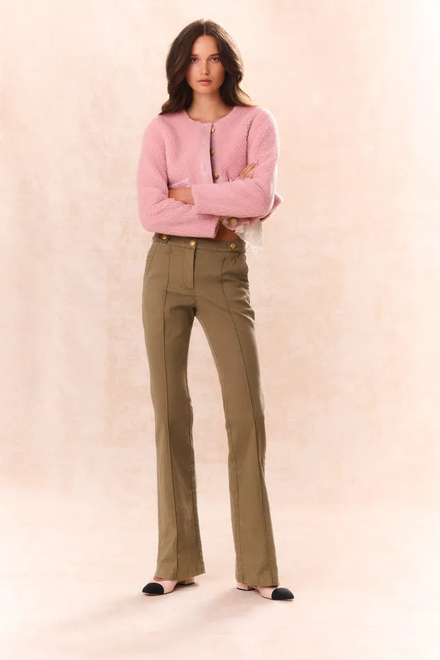 Women LoveShackFancy Pants and Shorts Costella Tailored Pant Olive
