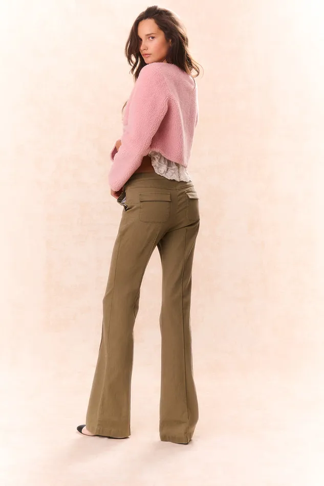 Women LoveShackFancy Pants and Shorts Costella Tailored Pant Olive