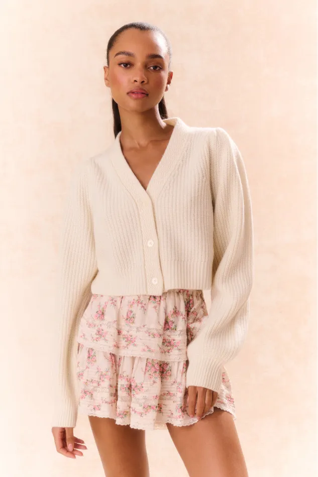 Women LoveShackFancy Skirts Ruffle Mini LaceTrimmed Floral Skirt Mauve Ballet