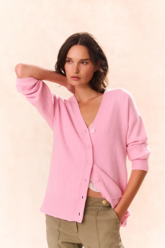 Women LoveShackFancy Sweaters Elmer Oversized Wool Cardigan Sweet Peony