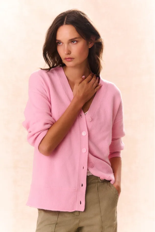 Women LoveShackFancy Sweaters Elmer Oversized Wool Cardigan Sweet Peony