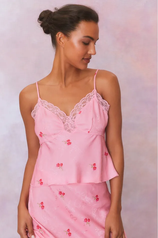Women LoveShackFancy Tops Fox Cami Top Cherry Pink