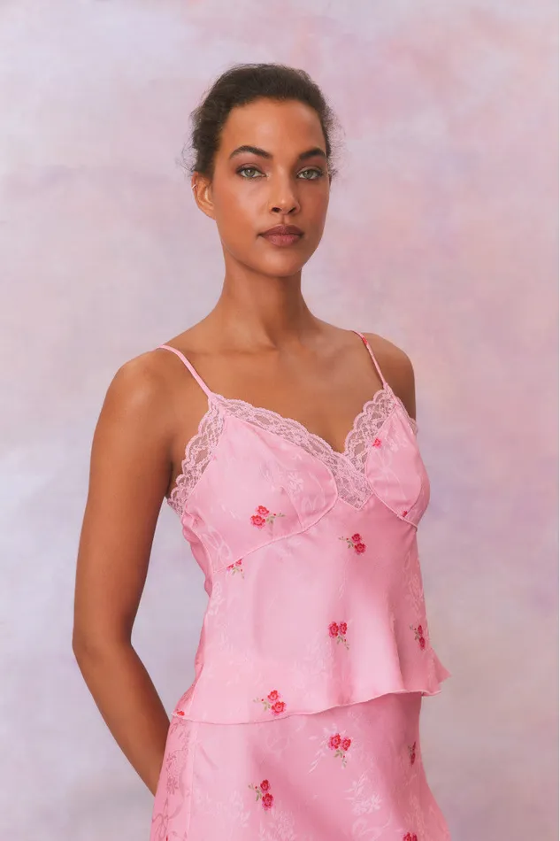 Women LoveShackFancy Tops Fox Cami Top Cherry Pink