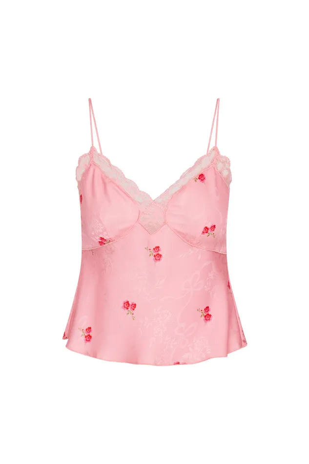 Women LoveShackFancy Tops Fox Cami Top Cherry Pink