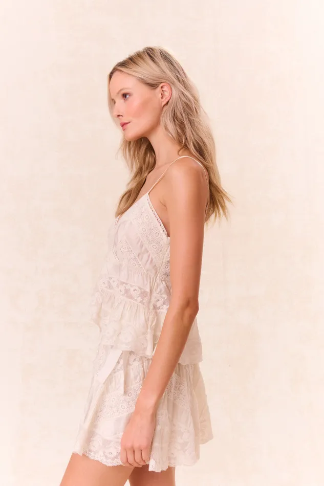 Women LoveShackFancy Tops Luschia Lace Cami Top Off White