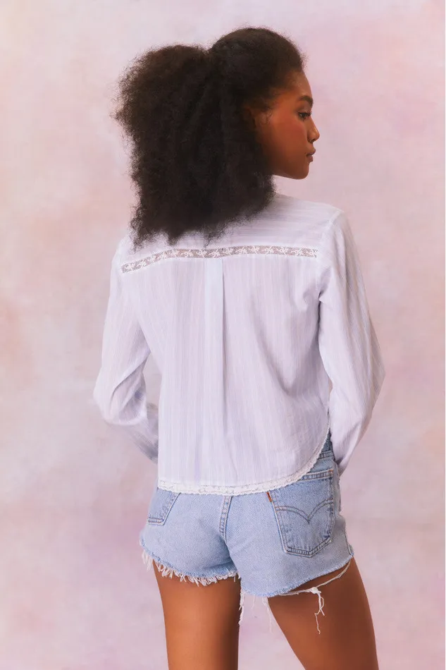 Women LoveShackFancy Tops Rosaway Cotton Stripe Top Vintage Voyage
