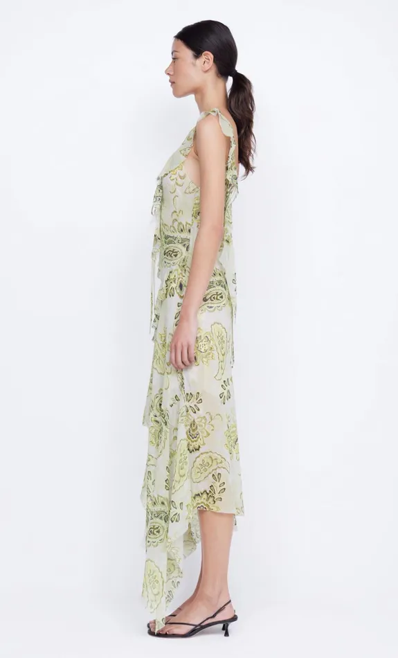 Women LYLOU FRILL DRESS 8211 LEMON PAISLEY Bec Bridge Midi Dresses