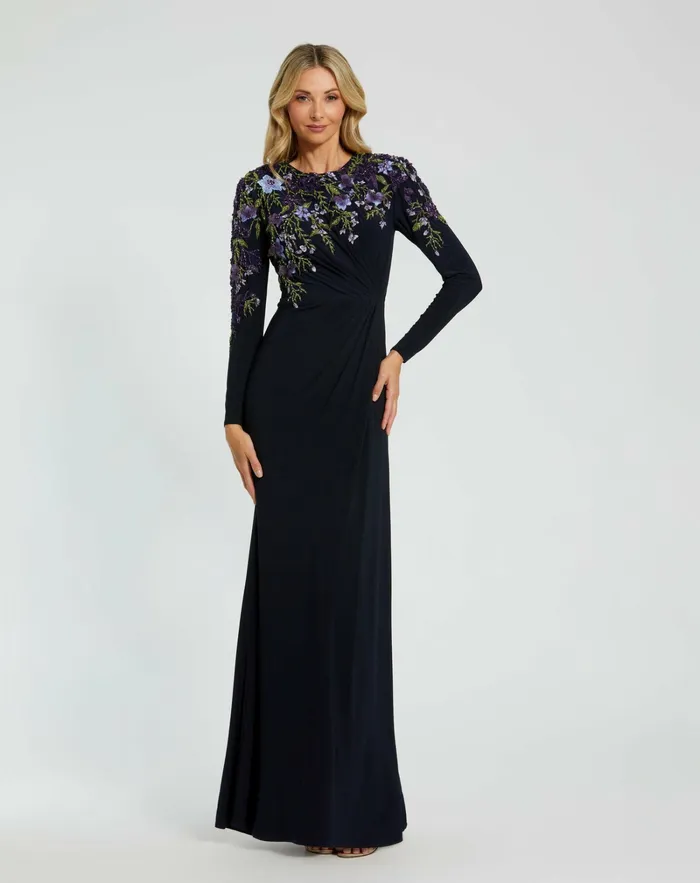 Women Mac Duggal Embellished Long Sleeve Fitted Jersey Gown Midnight Best Sellers Women Mac Duggal Embellished Long Sleeve Fitted Jersey Gown Midnight Best Sellers