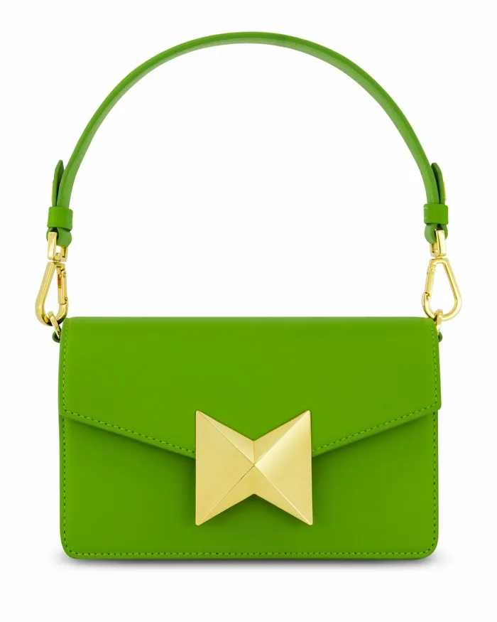 Women Mac Duggal Mini Green Leather Shoulder Bag With Gold Hardware 8211 FINAL SALE Pear Shoulder Bags