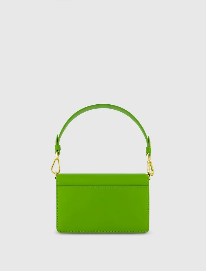 Women Mac Duggal Mini Green Leather Shoulder Bag With Gold Hardware 8211 FINAL SALE Pear Shoulder Bags