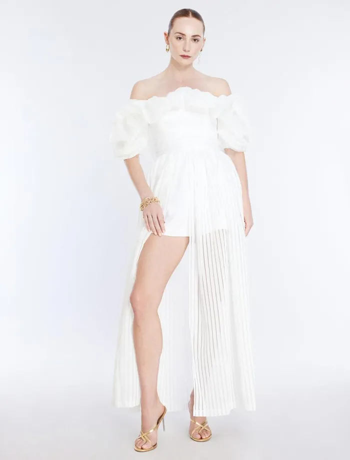 Women Maisie Off Shoulder Romper Gardenia BCBG Dresses