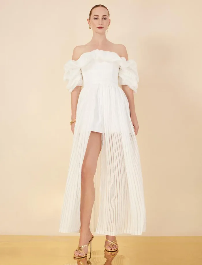 Women Maisie Off Shoulder Romper Gardenia BCBG Dresses Women Maisie Off Shoulder Romper Gardenia BCBG Dresses