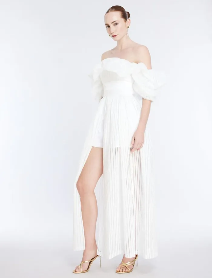 Women Maisie Off Shoulder Romper Gardenia BCBG Dresses Women Maisie Off Shoulder Romper Gardenia BCBG Dresses