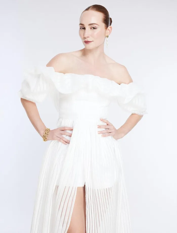 Women Maisie Off Shoulder Romper Gardenia BCBG Dresses Women Maisie Off Shoulder Romper Gardenia BCBG Dresses