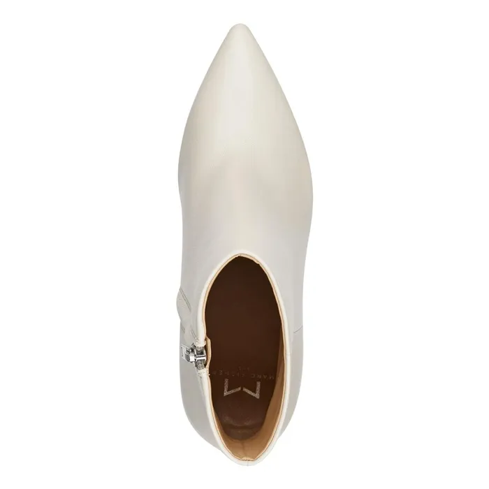 Women Marc Fisher Booties Ulani Heeled Bootie Ivory Leather
