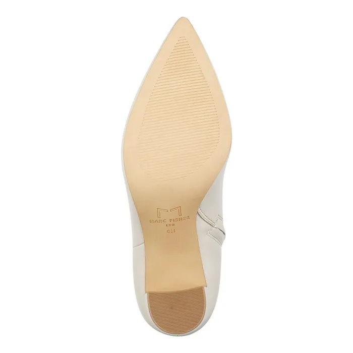Women Marc Fisher Booties Ulani Heeled Bootie Ivory Leather