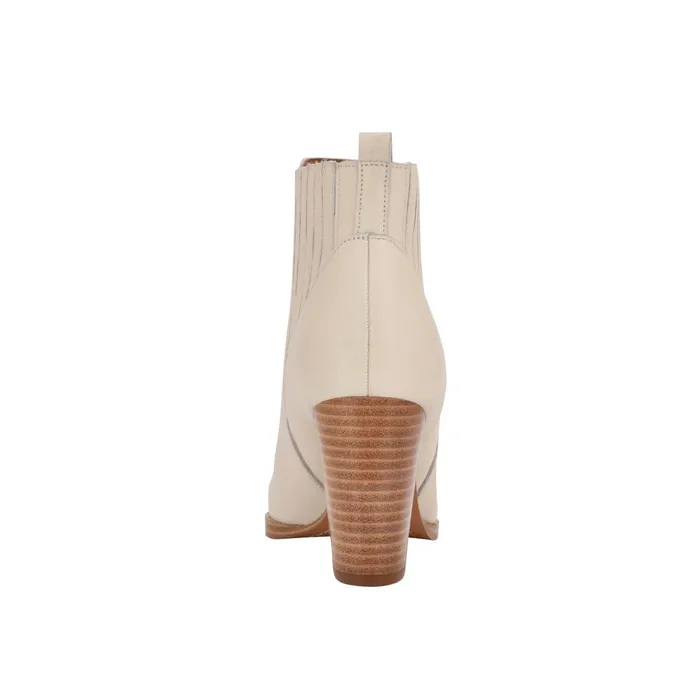 Women Marc Fisher Boots and Booties Alva Pointy Toe Bootie Chic Cream Leather