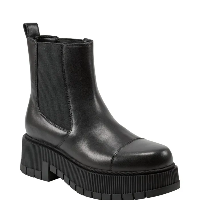 Women Marc Fisher Casual Boots Bermida Lug Sole Bootie Black Leather