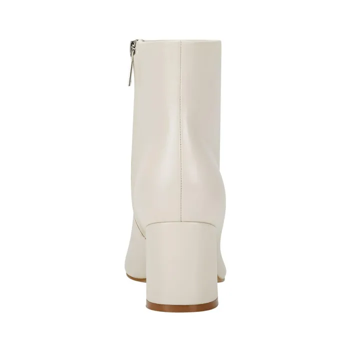 Women Marc Fisher Casual Boots Jarli Pointy Ankle Bootie Ivory Leather
