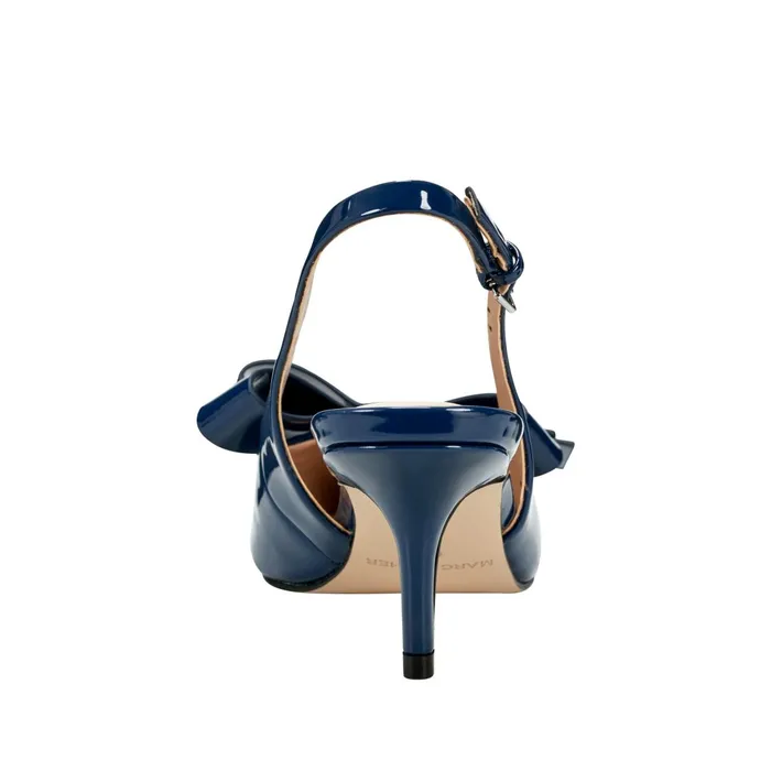Women Marc Fisher Heels and Pumps Allon Bow Slingback Pump Navy Patent