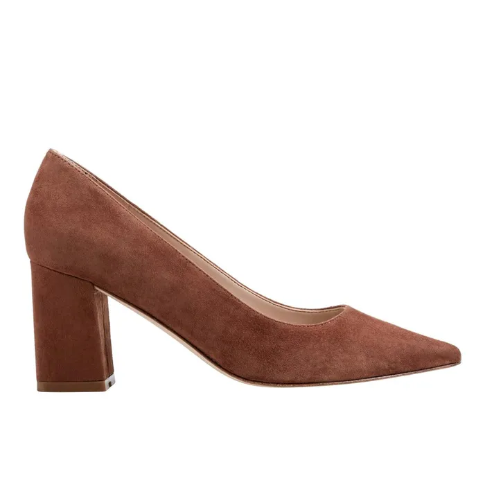 Women Marc Fisher Heels and Pumps Zala Block Heel Pointy Toe Pump Medium Natural Suede Women Marc Fisher Heels and Pumps Zala Block Heel Pointy Toe Pump Medium Natural Suede