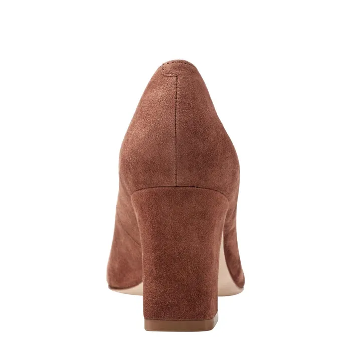 Women Marc Fisher Heels and Pumps Zala Block Heel Pointy Toe Pump Medium Natural Suede