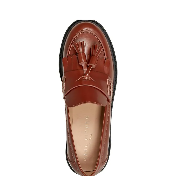 Women Marc Fisher Loafers and Flats Ozzie Tassle Loafer Brown Leather