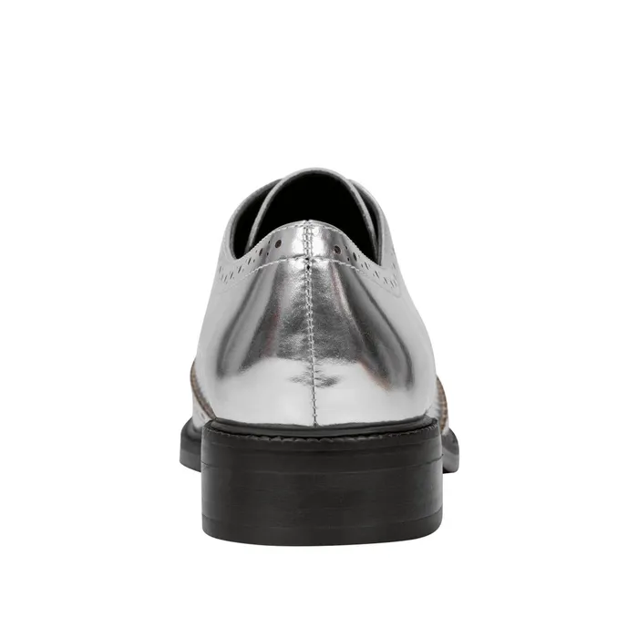 Women Marc Fisher Loafers and Flats Perrie LaceUp Oxford Silver Leather