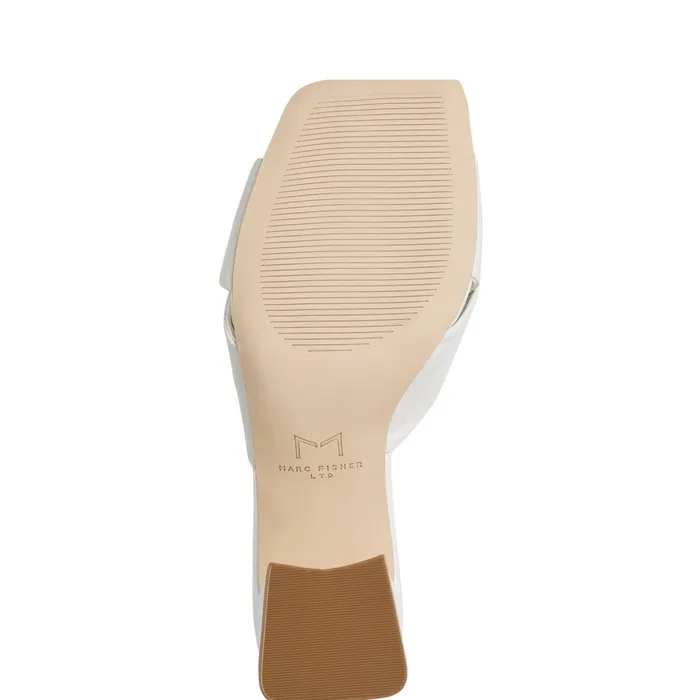 Women Marc Fisher Mules and Slides Calia Block Heel Sandal Ivory