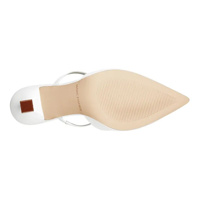 Women Marc Fisher Mules and Slides Hadais Heeled Mule White Patent