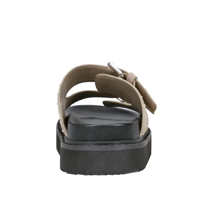 Women Marc Fisher Sandals Agusta Studded Slide Sandal Taupe Suede