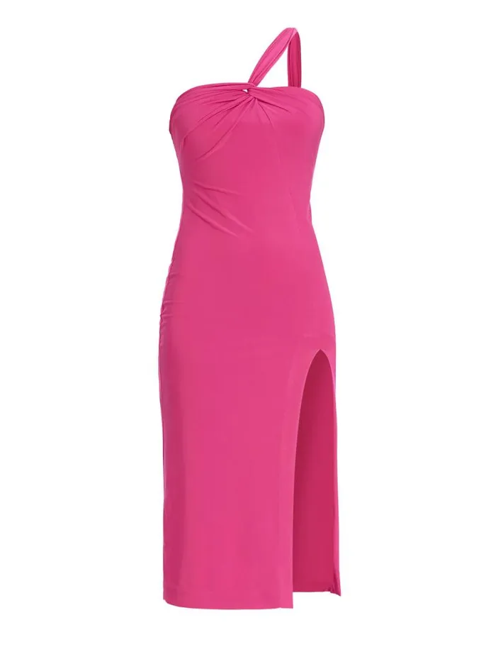 Women Matilda One Shoulder Midi Dress Bright Rose BCBG Dresses Women Matilda One Shoulder Midi Dress Bright Rose BCBG Dresses