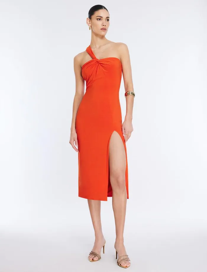 Women Matilda One Shoulder Midi Dress Pumpkin BCBG Dresses Women Matilda One Shoulder Midi Dress Pumpkin BCBG Dresses