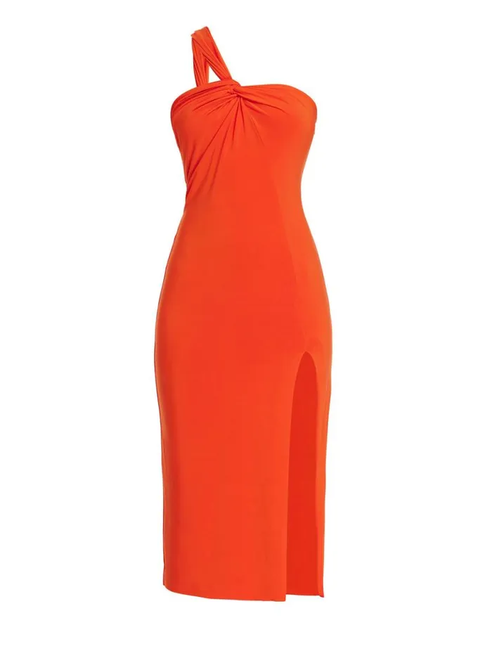 Women Matilda One Shoulder Midi Dress Pumpkin BCBG Dresses Women Matilda One Shoulder Midi Dress Pumpkin BCBG Dresses