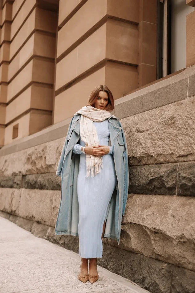 Women Mattie Long Sleeve Maxi Dress Blue Grey Fall Dresses Petal and Pup