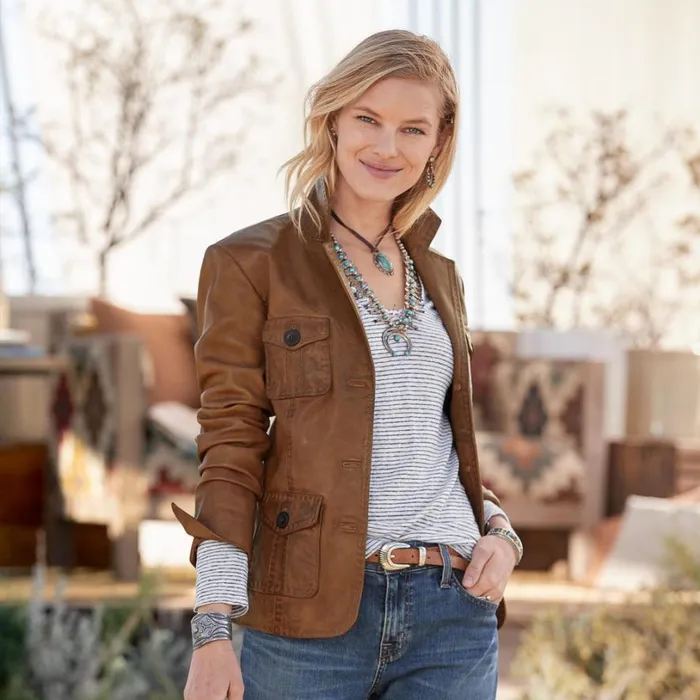 Women Mckenna Leather Blazer Honey Brown Sundance Catalog Jackets and Coats Women Mckenna Leather Blazer Honey Brown Sundance Catalog Jackets and Coats