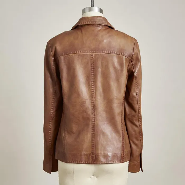 Women Mckenna Leather Blazer Honey Brown Sundance Catalog Jackets and Coats Women Mckenna Leather Blazer Honey Brown Sundance Catalog Jackets and Coats