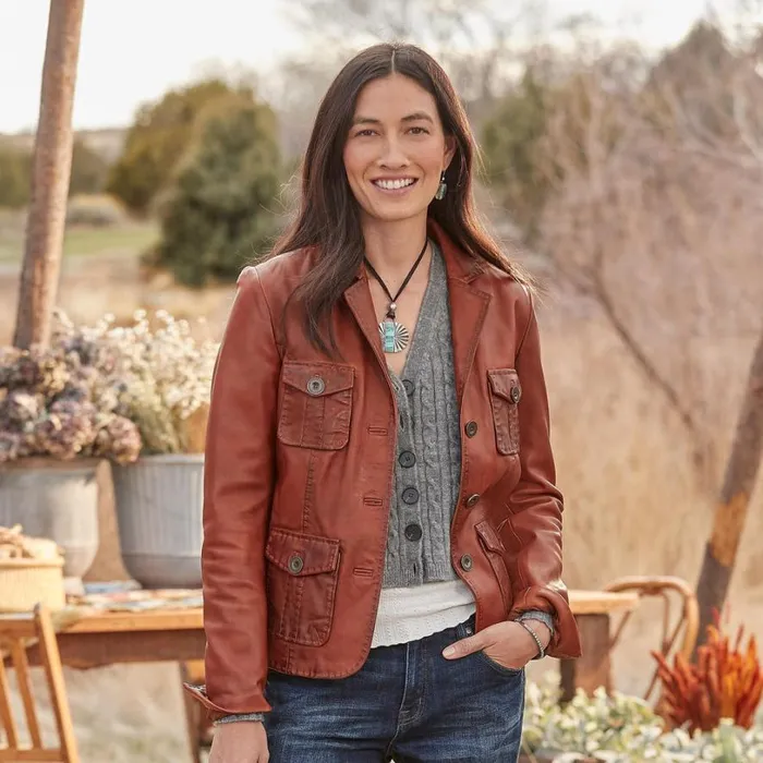 Women Mckenna Leather Blazer Honey Brown Sundance Catalog Jackets and Coats Women Mckenna Leather Blazer Honey Brown Sundance Catalog Jackets and Coats