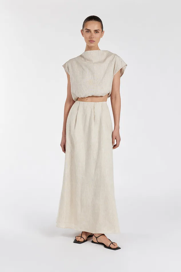 Women Midi DISSH AMY NATURAL LINEN MIDI SKIRT