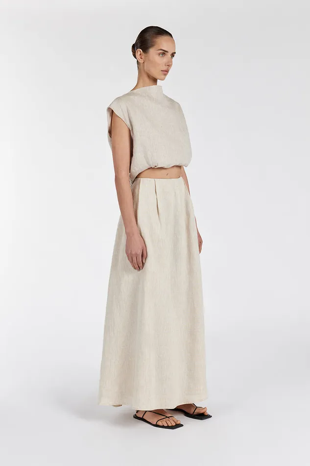 Women Midi DISSH AMY NATURAL LINEN MIDI SKIRT