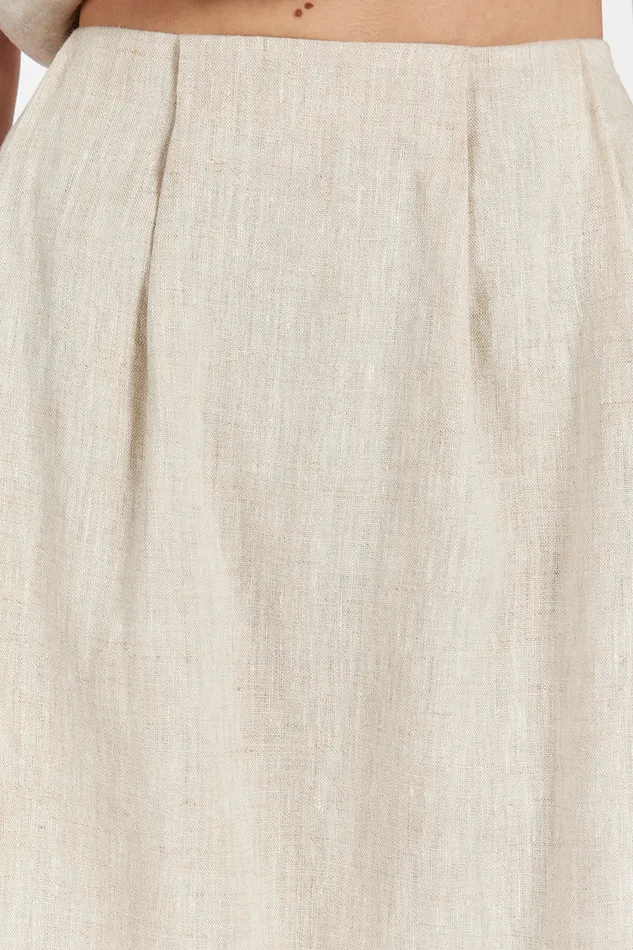 Women Midi DISSH AMY NATURAL LINEN MIDI SKIRT