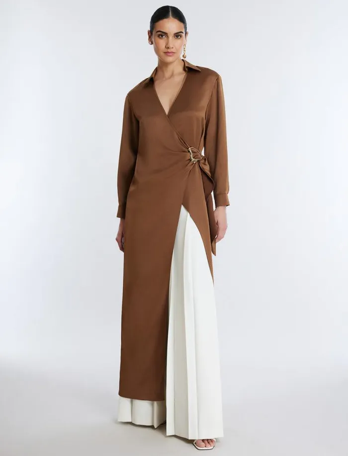 Women Millie Wrap Tunic Top Monks Robe BCBG Tops