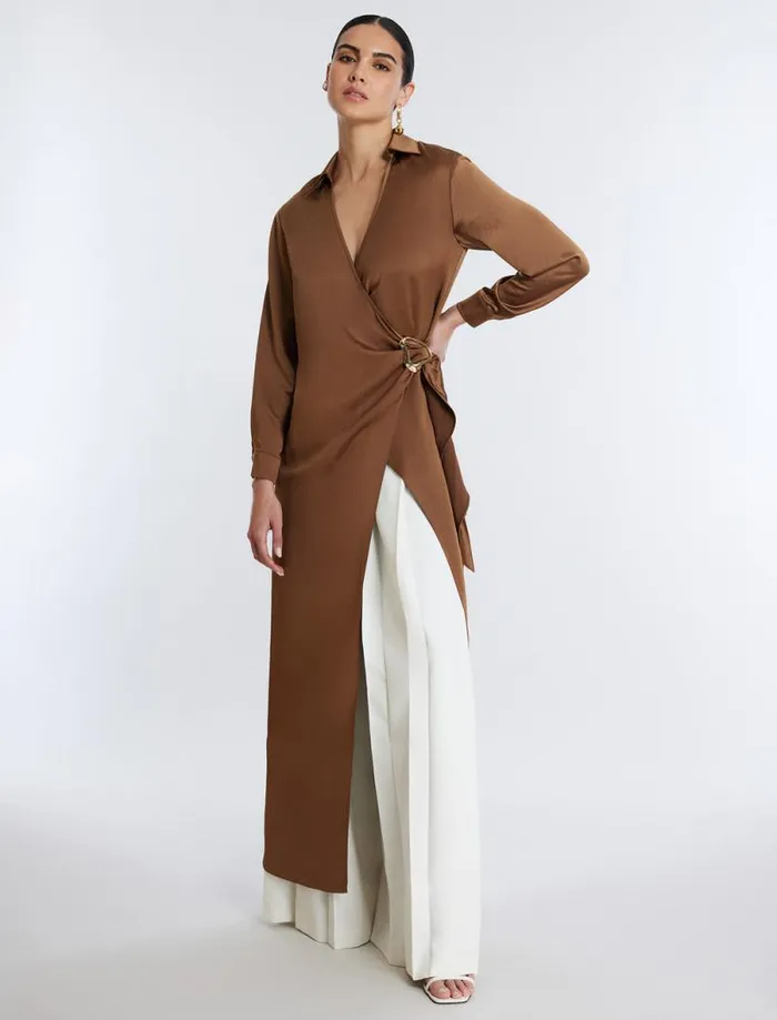 Women Millie Wrap Tunic Top Monks Robe BCBG Tops Women Millie Wrap Tunic Top Monks Robe BCBG Tops