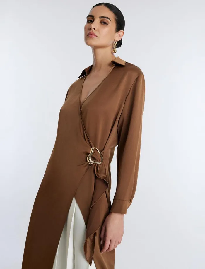 Women Millie Wrap Tunic Top Monks Robe BCBG Tops Women Millie Wrap Tunic Top Monks Robe BCBG Tops