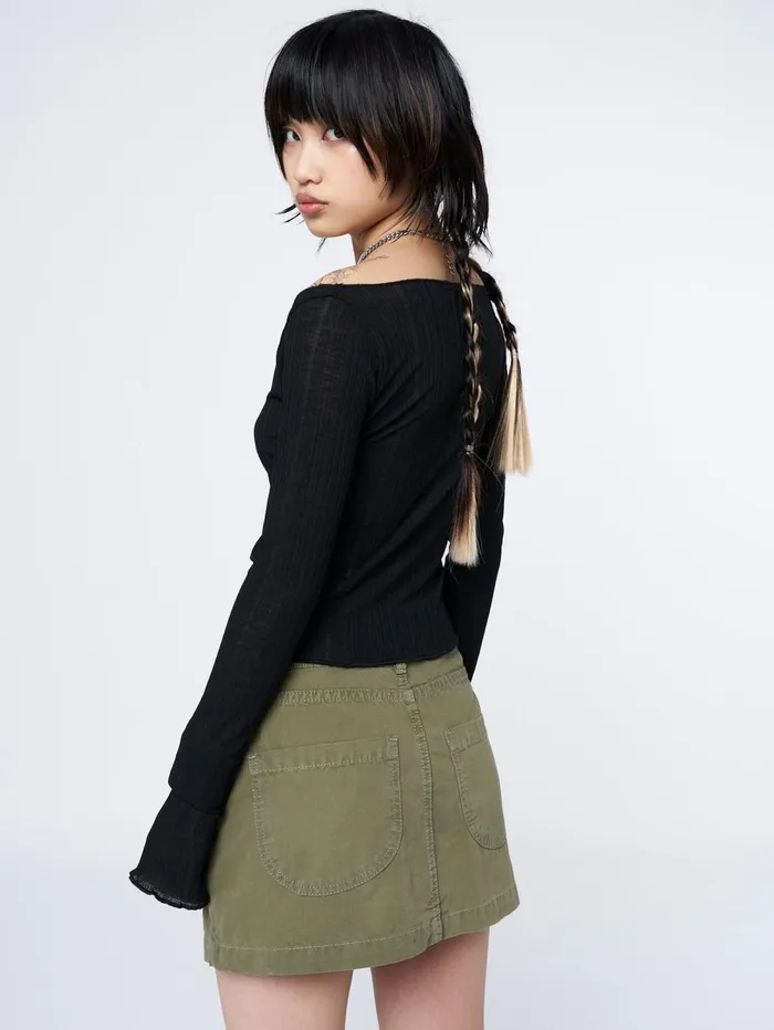 Women Minga London Bottoms Shay Green Cargo Mini Skirt