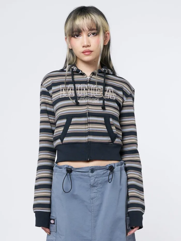 Women Minga London Jackets and Cardigans Deba Striped Zip Up Hoodie