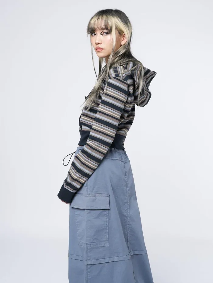 Women Minga London Jackets and Cardigans Deba Striped Zip Up Hoodie